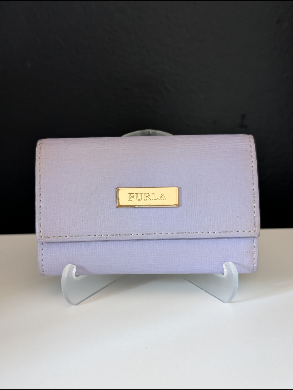 Furla Lavender Key Wallet in Textured Saffiano Leather